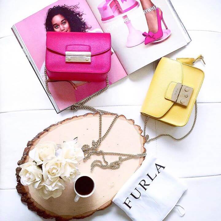 Furla Pink Studded Leather Julia Crossbody Bag Furla