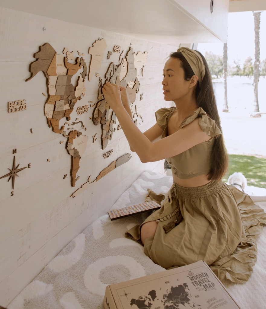 3D Wooden World Map on a Board – Support Ukraine by EnjoyTheWood